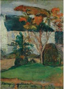 Arbres Et Taillis Dans La Cour De La Pension Gloannec 188(?) by Emile Bernard
