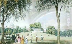 Afternoon Rainbow Boston Common from Charles Street Mall Boston Massachusetts by George Harvey