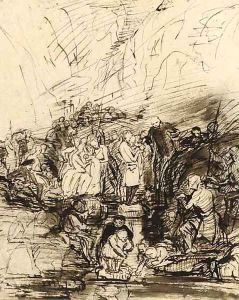 A study for 'The Covenant's Baptism' by George Harvey