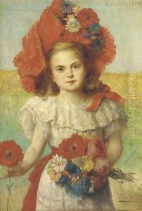 Coquelicot a young girl with poppies