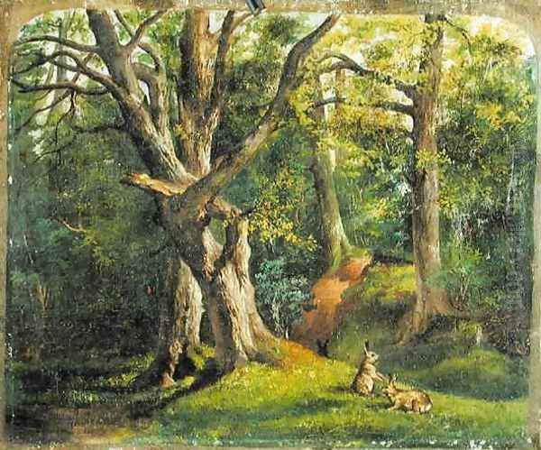 Woodland Scene with Rabbits - view 1