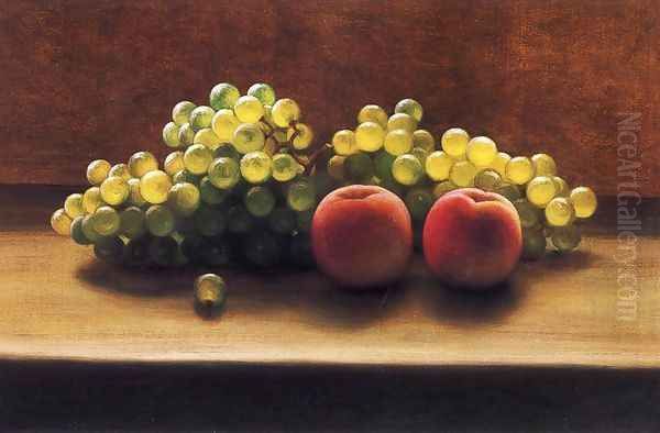 Peaches and Grapes on a Tabletop - view 1