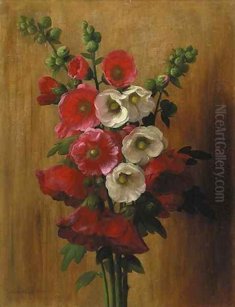 Hollyhocks - view 1