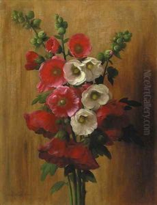 Hollyhocks by George Henry Hall