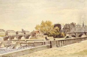 Pont Neuf, Paris by Henri-Joseph Harpignies