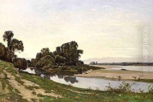 Ile de sable, bord de Loire by Henri-Joseph Harpignies