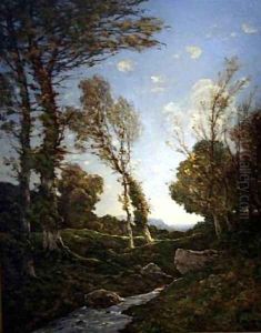 Grande Paysage, 'Le Ruisseau, Paysage D'Automne' (The Brook, Autumn Landscape) by Henri-Joseph Harpignies