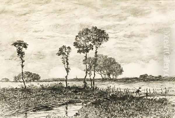 Landscape with a stream and trees - view 1