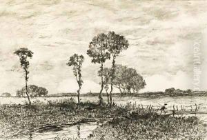 Landscape with a stream and trees by Henri-Joseph Harpignies