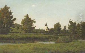Vue d'un village by Henri-Joseph Harpignies