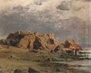 Washerwoman on the shore