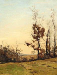 An autumn sunset by Henri-Joseph Harpignies