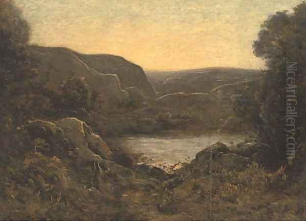Before the lake at dusk - view 1