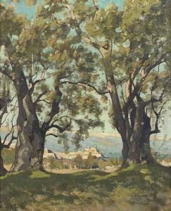 Fort d'Antibes a view of the fortress of Antibes by Henri-Joseph Harpignies