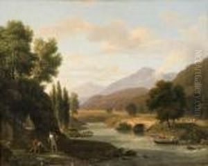 Paysage Neo-classique Traverse Par Une Riviere