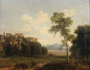 Paysage Italien Anime De Personnages by Jean-Victor Bertin