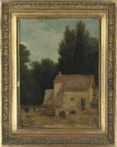 View Of A Farm Outbuilding In A Landscape by Jean-Victor Bertin