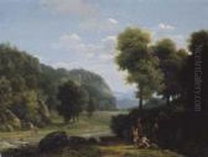 An Italianate Landscape by Jean-Victor Bertin