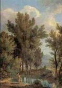 A Nymph Fleeing From A Satyr by Jean-Victor Bertin
