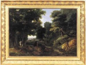 Un Interieur De Foret, On Y Voit Diane Et Ses Nymphes