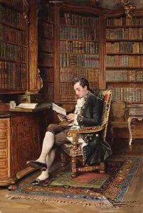 A Gentleman Reading in the Library