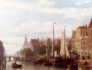 A Busy Day On The Canal by Johannes Frederik Hulk, Snr.