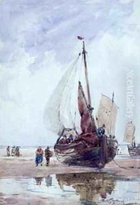 A Beached Fishing Smack by Thomas Bush Hardy