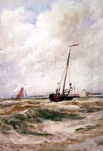 Fishing Boats Off Katwick by Thomas Bush Hardy