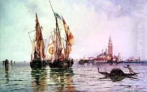 Fishing boats near San Giorgio Maggiore Venice by Thomas Bush Hardy