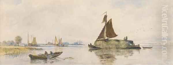 After rain, Dutch hay barges - view 1
