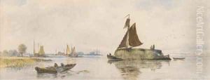After rain, Dutch hay barges