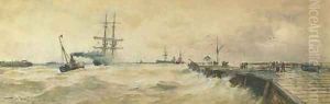 Off Gorleston Pier by Thomas Bush Hardy