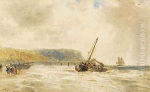 Fishing vessels landing on a beach in France