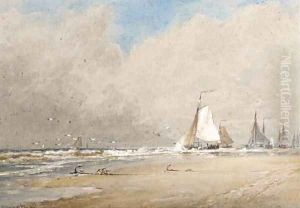 The fishing fleet heading out to sea by Thomas Bush Hardy