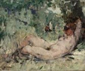 Nu Couche Dans Un Sous Bois by Abel Bertram