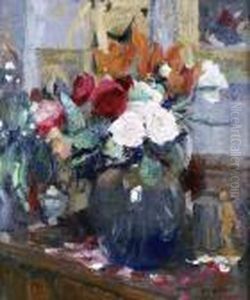 Grand Vase De Roses by Abel Bertram