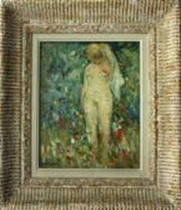 Nu Feminin Dans Le Jardin by Abel Bertram