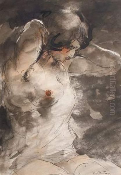Jeune Femme Assise En Deshabille - view 1