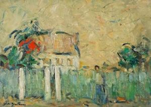 Hameau En Bord De Riviere En Bretagne by Abel Bertram