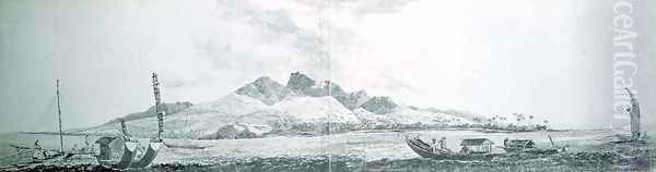 Drawing of Matavi Bay Tahiti - view 1