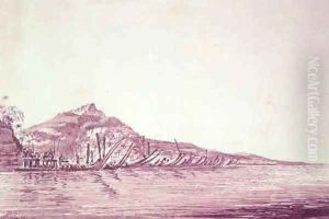 Sketch of War Canoes at Pare Tahiti by William Hodges