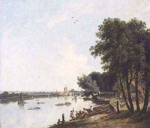 A View of the Thames at Chelsea with the Post Mill at Nine Elms beyond by William Hodges