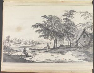View of an Indian Village with a Man Seated in the Foreground by William Hodges