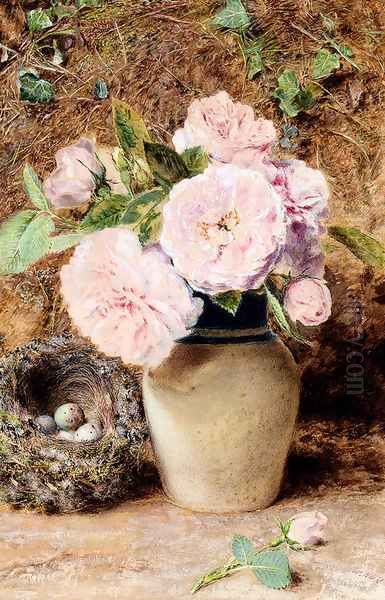 Still Life With Roses In A Vase And A Birds Nest - view 1