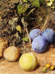 Still Life With Greengages And Plums On A Mossy Bank by William Henry Hunt
