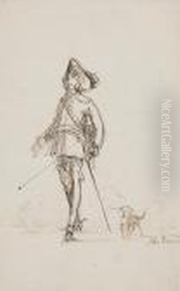 A Cavalier And His Dog - view 1