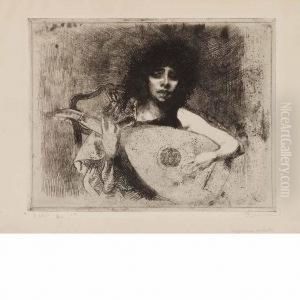 La Joueuse De Luth by Paul Albert Besnard