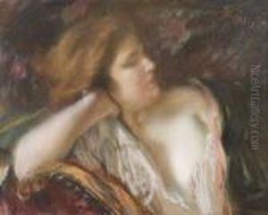 Femme Pensive Dans Un Sofa by Paul Albert Besnard
