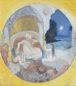 Scene De Harem : Un Pacha Regardant Sa Danseuse by Paul Albert Besnard