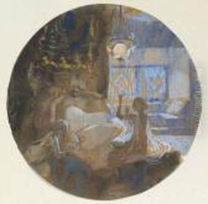 Scene De Harem : Un Pacha Regardant Sa Danseuse by Paul Albert Besnard